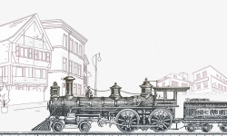 老旧火车蒸汽式老火车城市插图高清图片