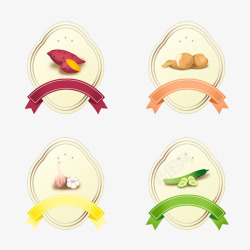 黄瓜标签米色简洁农产品红薯等标签高清图片
