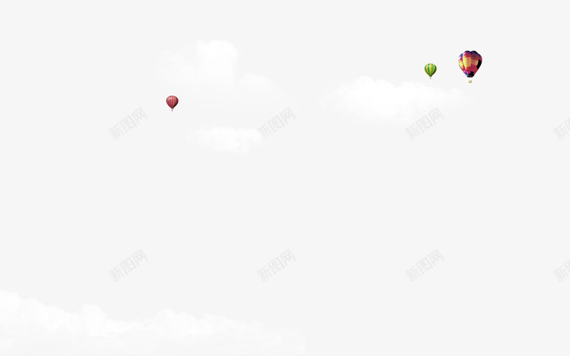 白云和热气球png免抠素材_新图网 https://ixintu.com 天空 旅游 热气球 白云