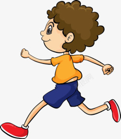 引领奔跑者大步奔跑的卷发男孩高清图片