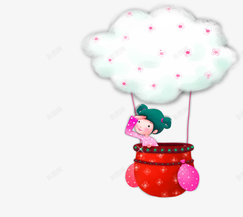 卡通白云热气球装饰图案png免抠素材_新图网 https://ixintu.com 免抠PNG 卡通 女孩 热气球 白云 装饰图案