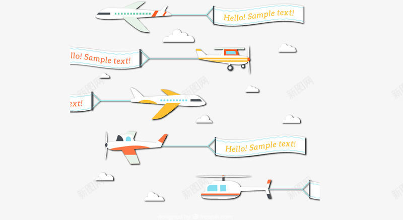 拉条幅的飞机片矢量图ai免抠素材_新图网 https://ixintu.com 丝带 云朵 天空 客机 广告设计 条幅 设计 飞机 矢量图