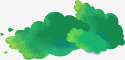 绿色手绘水彩白云素材