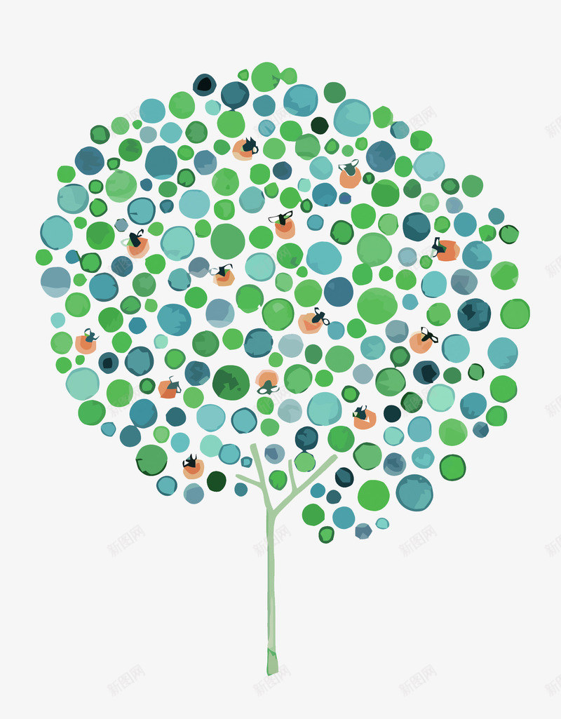 树木矢量图eps免抠素材_新图网 https://ixintu.com 圆点 手绘 树木 水彩 波点 绿色 装饰树木 矢量图