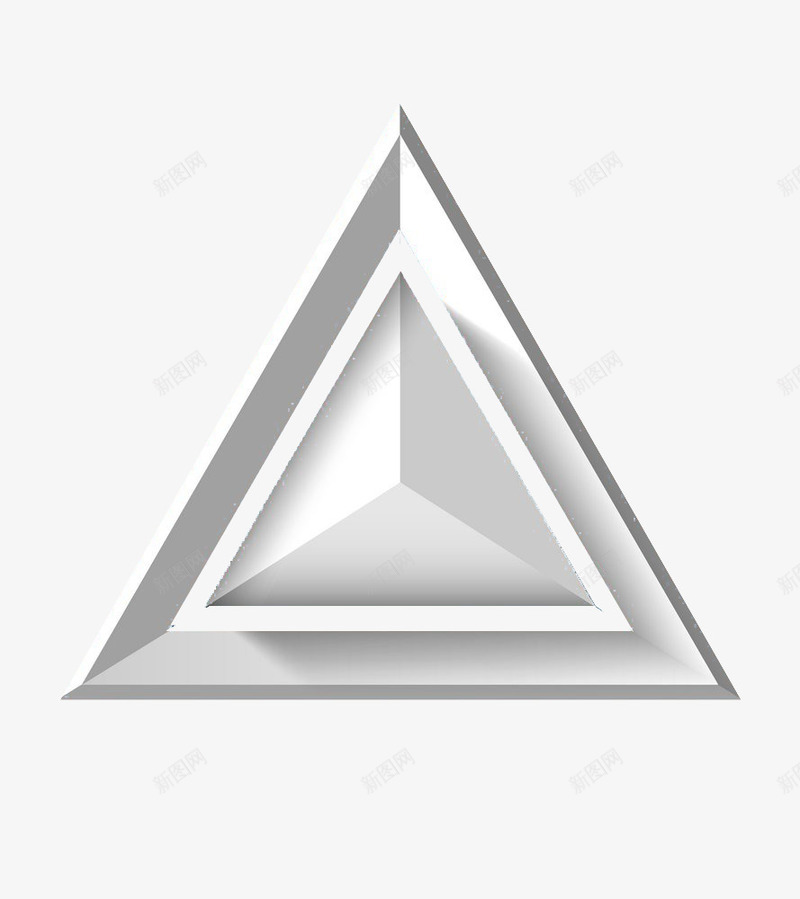 白色三角形图标png_新图网 https://ixintu.com 三角标签 创意图标 时尚 立体三角形