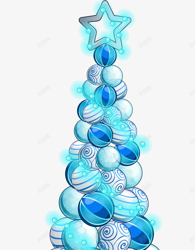 卡通圆球圣诞树png免抠素材_新图网 https://ixintu.com 光点 免抠PNG 卡通 圆点 圆球 圣诞树 星星