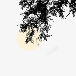 中秋树枝树影树枝月亮矢量图高清图片