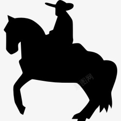 弗拉男人骑着一匹马的剪影弗拉门戈图标高清图片