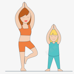 亲子瑜伽妈妈宝宝一起做瑜伽高清图片