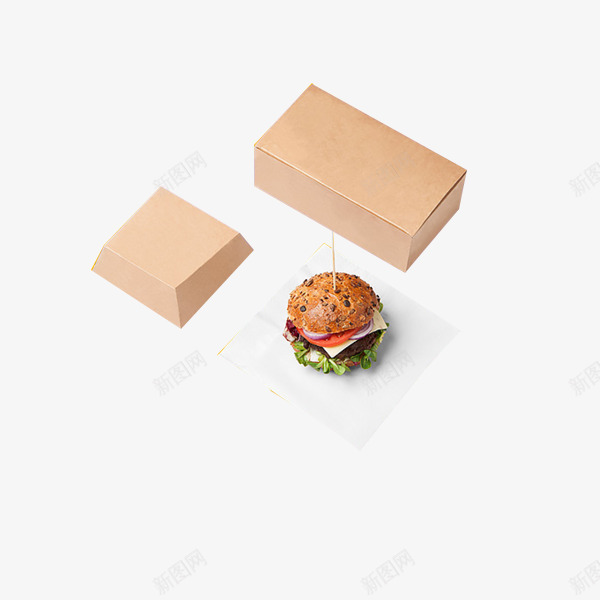汉堡包装psd_新图网 https://ixintu.com 产品实物 卡纸 大气 简洁
