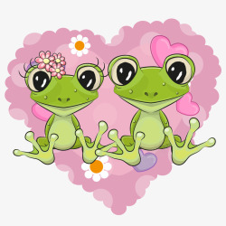 爱心青蛙卡通花环手绘青蛙爱心矢量图高清图片