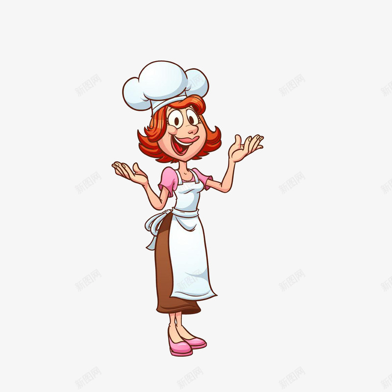 卡通性感美女厨师png免抠素材_新图网 https://ixintu.com 卡通厨娘 厨师帽 性感时尚 白色围裙 美女厨师
