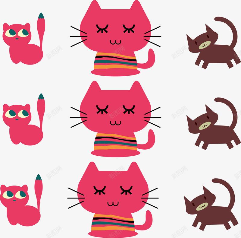 粉红色可爱猫png免抠素材_新图网 https://ixintu.com 可爱 壁纸 插画 欧美可爱风 海报 街头艺术风