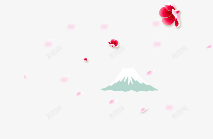 日本富士山和樱花png免抠素材_新图网 https://ixintu.com 促销 促销海报 旅游 日本 日本旅游 樱花 海报 美丽的富士山 花瓣