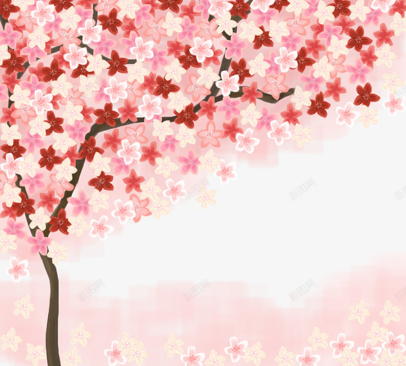 粉色樱花树png免抠素材_新图网 https://ixintu.com 旅游 日本樱花 樱花树 水彩 粉色