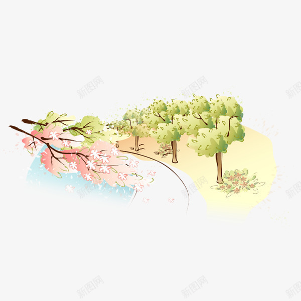 河边的树png免抠素材_新图网 https://ixintu.com 大树 河边 简洁 装饰