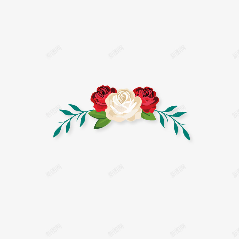 红白玫瑰装饰png免抠素材_新图网 https://ixintu.com 玫瑰装饰 花环 花装饰