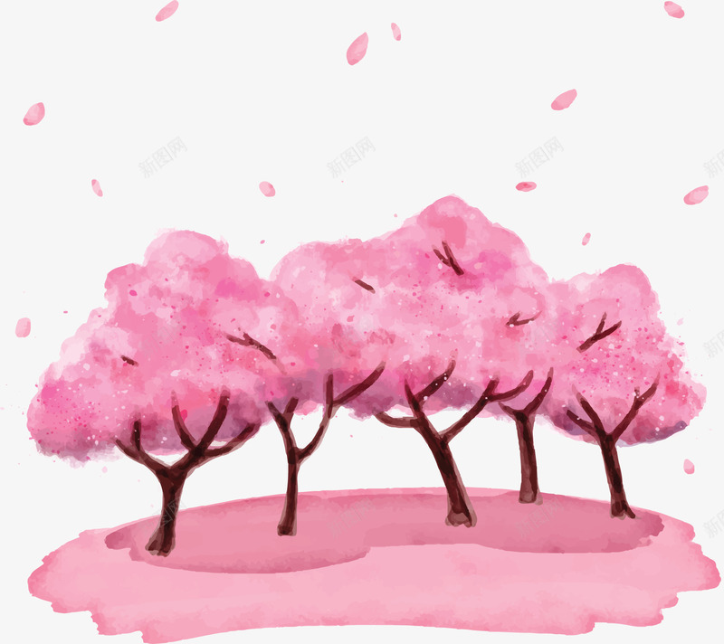 浪漫粉红樱花海报png免抠素材_新图网 https://ixintu.com 樱花 浪漫樱花 矢量png 粉红樱花 粉红色 飘落樱花