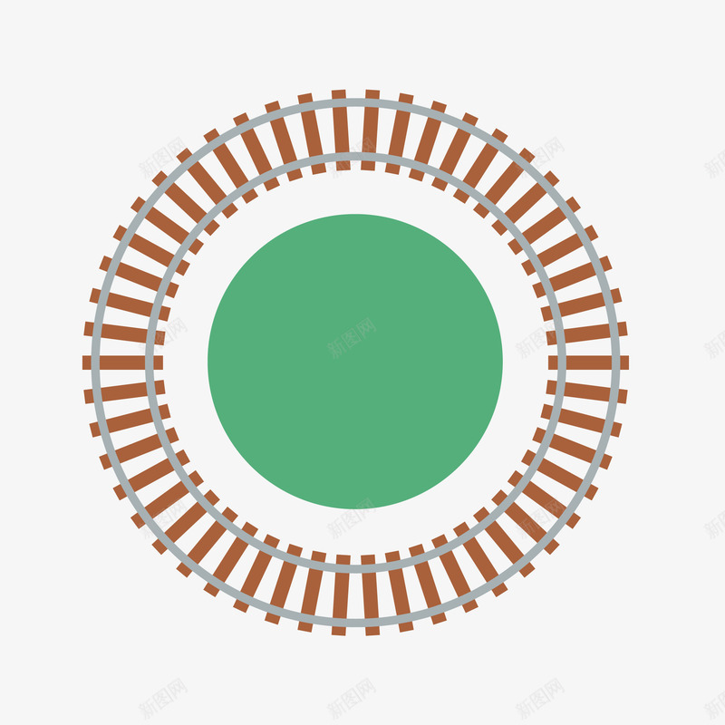 插画风格一圈铁轨png免抠素材_新图网 https://ixintu.com 城市轨道交通 城轨 枕木 玩具火车 玩具轨道 轨交 轨道 铁轨
