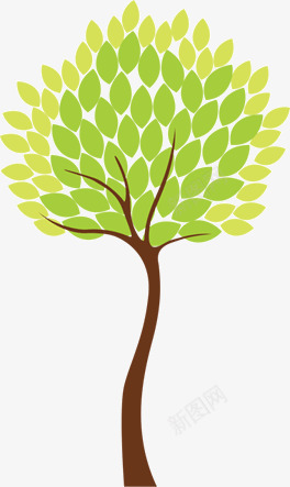 手绘简洁清新的大树png免抠素材_新图网 https://ixintu.com 叶片 大树 手绘 清新 简洁