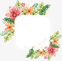 植物花卉装饰文本框矢量图素材