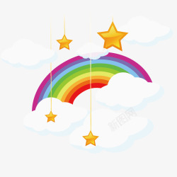 星星挂饰云朵和彩虹矢量图素材