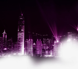 紫色炫丽繁华城市夜景素材