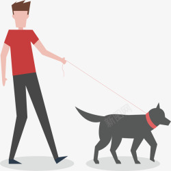 遛狗的人PNG素材健身散步遛狗的人矢量图高清图片