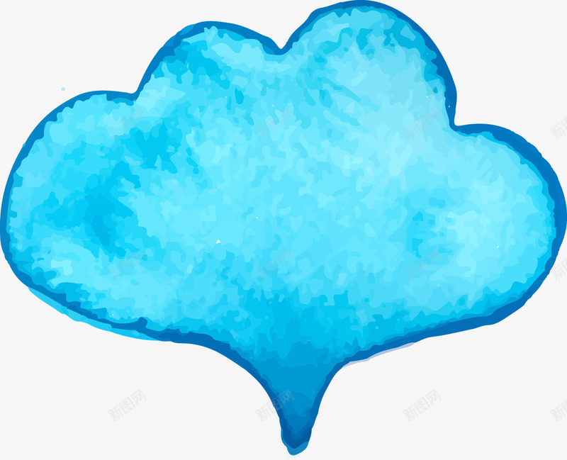水彩语言气泡矢量图ai免抠素材_新图网 https://ixintu.com 云朵 对话框 水彩 蓝色 语言气泡 矢量图