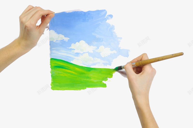 正在画的画png免抠素材_新图网 https://ixintu.com 画出来的色彩 画画色彩 画笔蓝天 白云绘画 颜色颜料