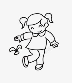 踢毽子的小女孩踢毽子简笔画图标高清图片