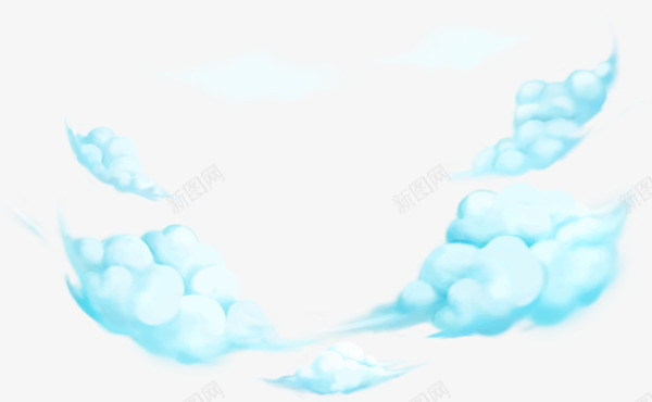 手绘卡通蓝色白云png免抠素材_新图网 https://ixintu.com 卡通 白云 蓝色