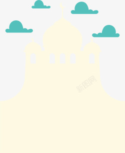 圣月黄色云朵教堂高清图片