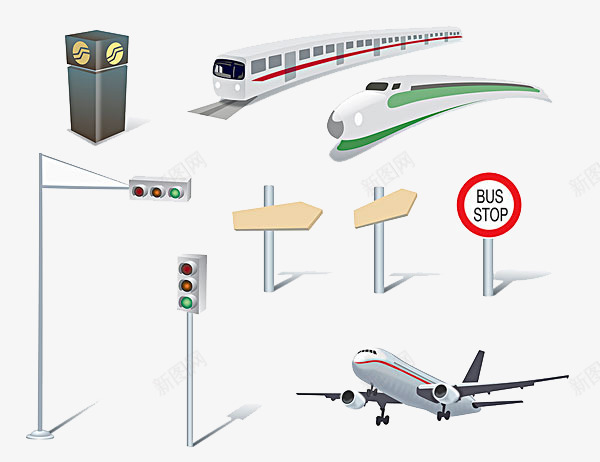 手绘出行地铁png免抠素材_新图网 https://ixintu.com 交通工具 出行 地铁 地铁线 城市轨道交通 飞机