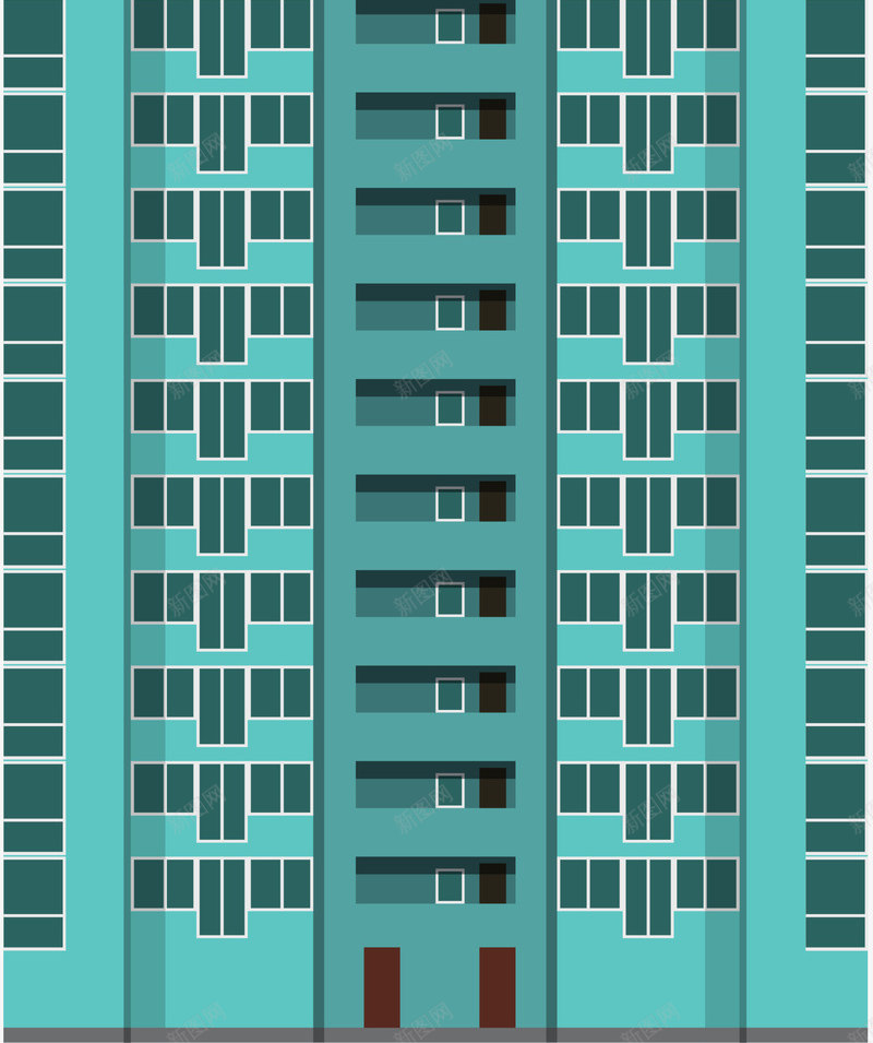 绿色卡通大楼png免抠素材_新图网 https://ixintu.com 卡通建筑 城市 楼房 绿色大楼 装饰图案
