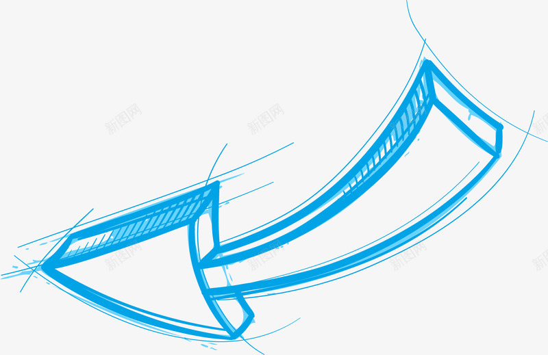简约蓝色箭头png免抠素材_新图网 https://ixintu.com 水彩箭头 简约箭头 素描箭头 蓝色三角形 蓝色弧线 蓝色箭头