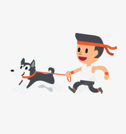 跑的人和狗狗一起跑的主人高清图片