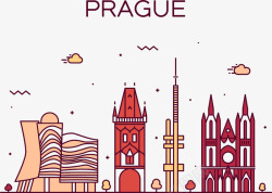 布拉格城市插画素材