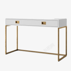 写字桌子金色装饰白色简洁书房写字桌高清图片