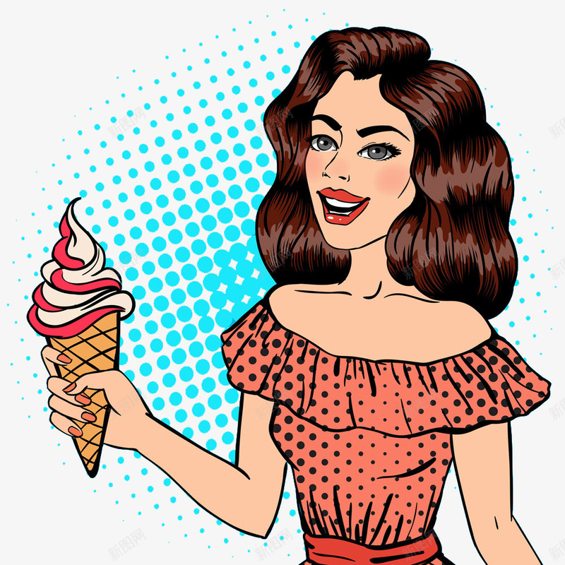 美女与冰淇淋png免抠素材_新图网 https://ixintu.com 冰淇淋 卡通女人 女人 手绘女人 欧美风格 甜品 美食 食物