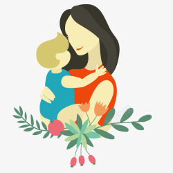 妈妈抱着宝宝插画妈妈抱着孩子图矢量图高清图片