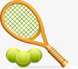 网球拍网球矢量图素材