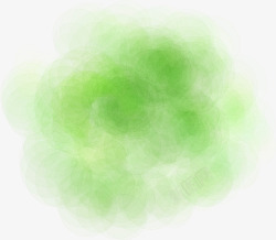 手绘绿色抽象白云素材