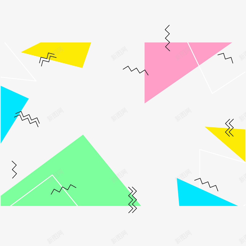 卡通三角形活动装饰png免抠素材_新图网 https://ixintu.com 三角形 动感 彩色 线条 背景装饰
