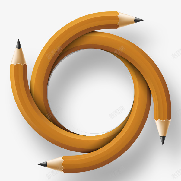 四个弯了的铅笔组成的边框psd免抠素材_新图网 https://ixintu.com 圆框 简洁 装饰 铅笔