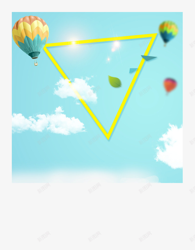 天空png免抠素材_新图网 https://ixintu.com 云朵 天空 热气球 白云 素材 线条 背景