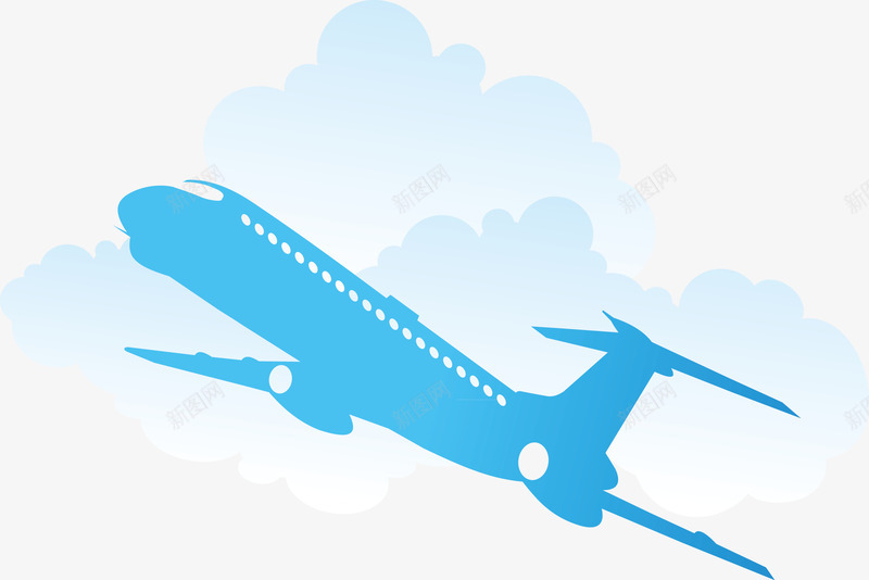 蓝色飞机航空云朵元素png免抠素材_新图网 https://ixintu.com 云朵矢量 客机 航空 飞行