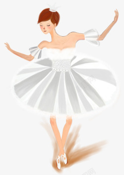 美女白裙卡通白裙短发曼妙跳舞女孩美女高清图片
