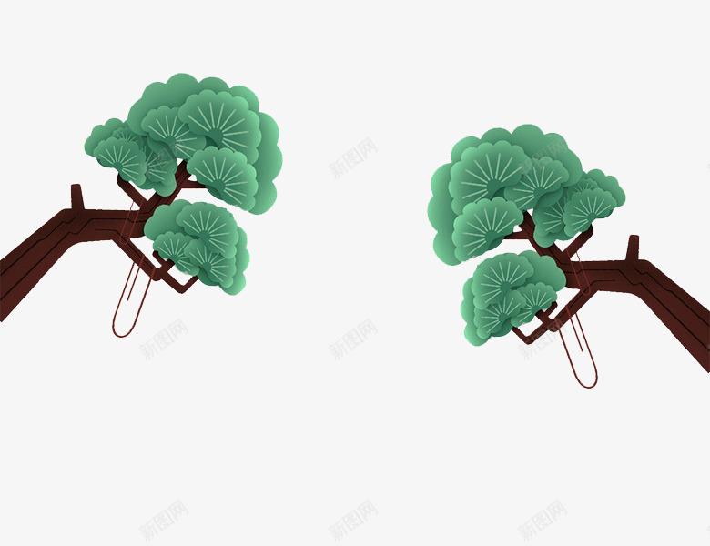 中国风创意树枝图png免抠素材_新图网 https://ixintu.com 中国风 创意的 卡通 大树 手绘 插图 树枝 绿色的