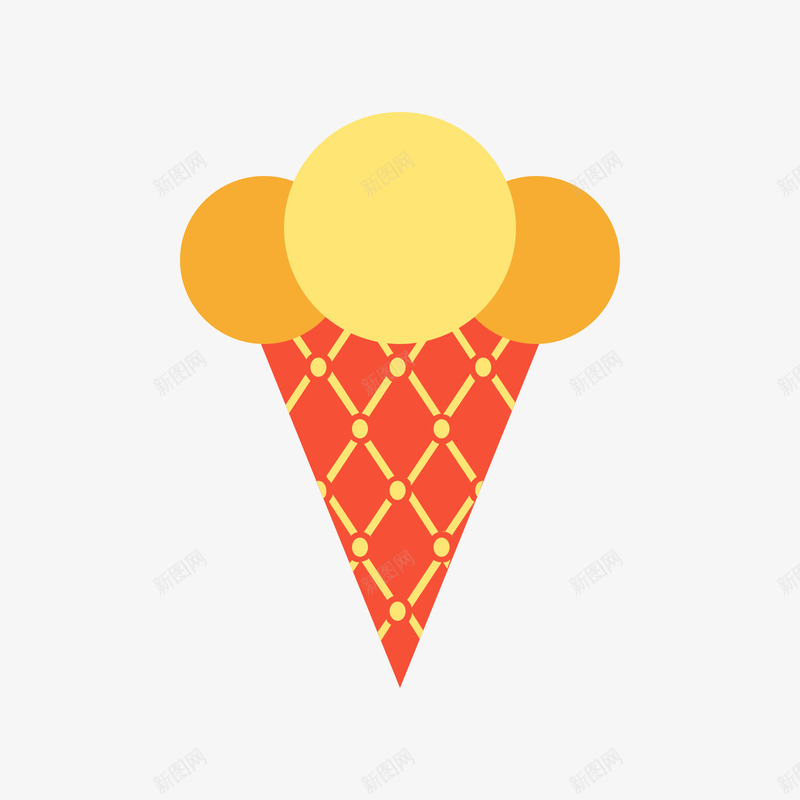 彩色几何冰激凌卡通图标png_新图网 https://ixintu.com 三角形 几何 卡通图标 圆弧 彩色 纹理 美食 食物